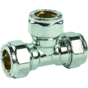 Wickes Chrome Plated Compression Tee - 15mm £3.50