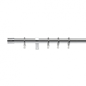 Wickes  Universal Curtain Pole with Stud Finials - Chrome 28mm x 1.2