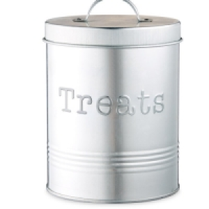 Silver Pet Treat Storage Tin