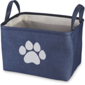 Grey/Navy Paw Pet Toy Storage Tub