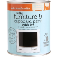 Wilko  Wilko Black Quick Dry Satin Furniture and Cupboard Paint 750