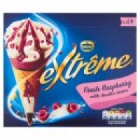 Asda Extreme 4 Fresh & Fruity Raspberry with Double Cream Ice Cream Cones