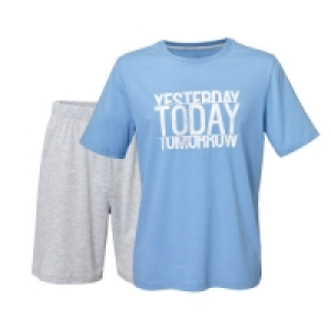 Mens Blue/Grey Shorty Pyjamas