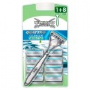 Wilkinson Sword Quattro Titanium Sensitive Mens Razor with 9 Blades