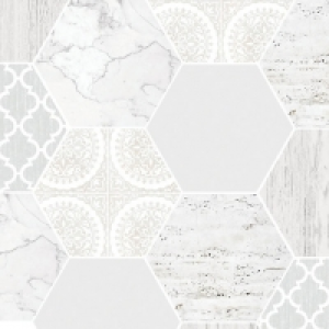 Contour Hexagonal Marble Grey Decorative Wallpaper - 10m