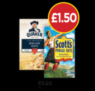 Budgens  Quaker Rolled Oats, Scotts Porage Oats