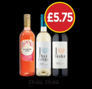 Budgens  Blossom Hill Rose, I Heart Pinot Grigio, I Heart Merlot