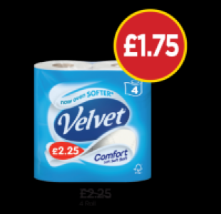 Velvet Comfort Toilet Tissue £1.75