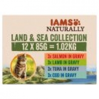 Asda Iams Naturally Complete Land & Sea Collection Adult Cat Food Pouc