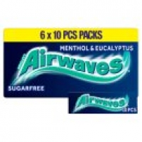 Asda Airwaves Menthol & Eucalyptus Chewing Gum Sugar Free Multipack 6 x 10