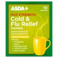 Asda Asda Max Strength Cold and Flu Relief Sachets - Lemon Flavour