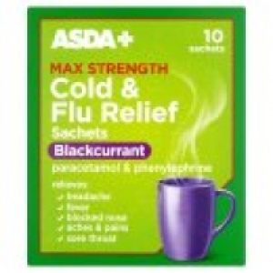 Asda Max Strength Cold & Flu Relief Sachets Blackcurrant Flavour