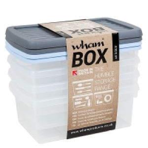 3.5L Pack of 4 Wham Stacking Plastic Storage Clear Box & Gre £8.99