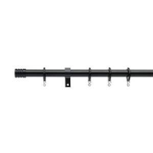 Universal Extendable Curtain Pole with Stud Finials - Black  £29.99