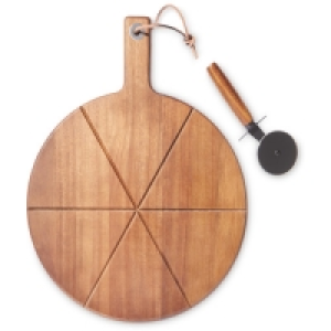 Aldi  Wooden Pizza Board And Cutter