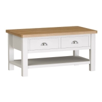 QDStores  Jasmine White 2 Drawer Large Coffee Table