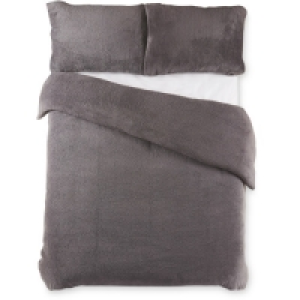 Aldi  Charcoal Double Fleece Duvet Set