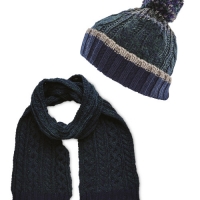 Aldi  Mens Cable Knit Hat And Scarf