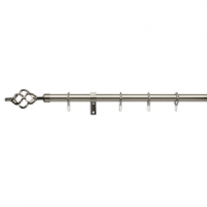 Universal Extendable Curtain Pole with Cage Finials - Satin  £34.99