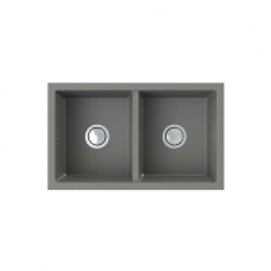 Wickes  Onyx Undermount 2 Bowl Composite Kitchen Sink - Grey