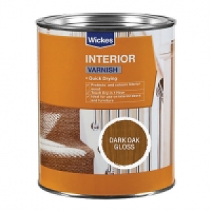 Wickes Quick Drying Interior Varnish - Dark Oak Gloss 750ml £1.00
