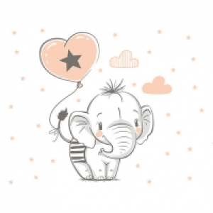 ohpopsi Balloon Cartoon Elephant Wall Mural - XL 3.5m (W) x  £80.00