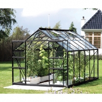 Wickes  Vitavia Jupiter 8 x 12 ft Black Toughened Glass Greenhouse