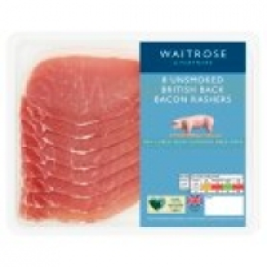 Waitrose Dry Cured 8 Unsmoked Back Bacon Rashers £3.29