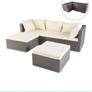 Cream Rattan Corner Sofa/Cover