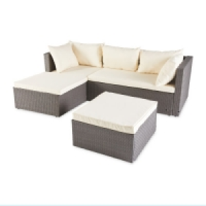 Cream Rattan Effect Corner Sofa