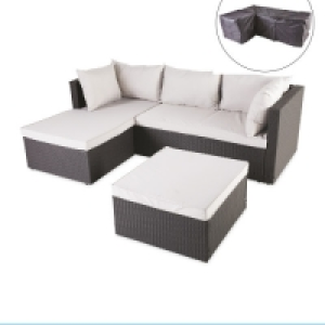 Anthracite Rattan Corner Sofa/Cover