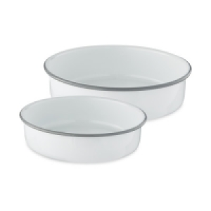 Aldi  Grey Round Enamel Bakeware 2PK