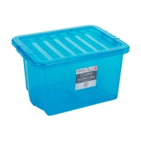 QDStores  24L Wham Crystal Stacking Plastic Storage Blue Box & Clip Li