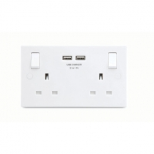 BG Twin Switched 13A Socket with 2 x USB Ports - White £10.95