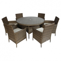 Wickes  6 Seater Rattan Dining Set Natural