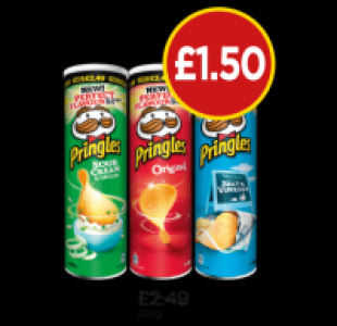 Pringles Original, Sour Cream & Onion, Salt & Vinegar £1.50