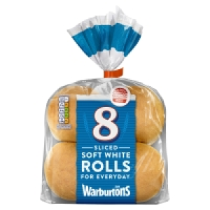 Warburtons 8 Soft White Sliced Rolls £1.00