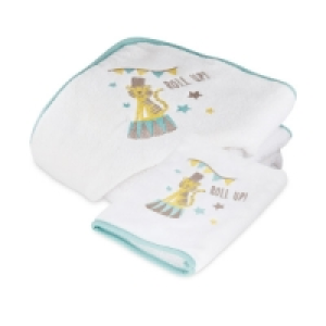 Circus Hooded Baby Towel & Mitt