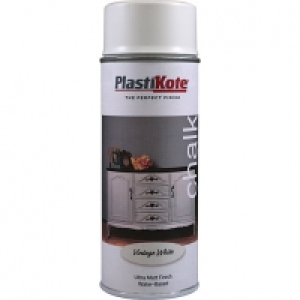 Plastikote Chalk Finish Spray Paint - Vintage White 400ml &pound;7.50