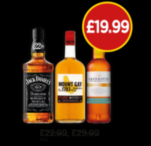 Jack Daniels, Glenkieith Whisky, Mount Gay Barbados Eclipse £19.99