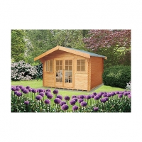 Wickes  Shire 14 x 14 ft Large Clipstone Double Door Log Cabin with 