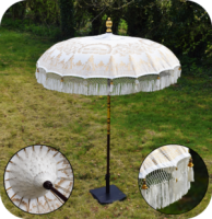 InExcess  Handcrafted Balinese Garden Parasol (2m) White/Gold