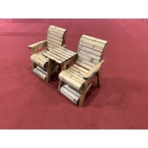QDStores  2 Seat Deluxe Straight Lounger Scandinavian Redwood Set