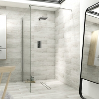 Wickes  Wickes Single Fixed Frameless Wet Room Shower Screen - 1000m