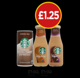 Budgens  Starbucks Doubleshot Espresso, Frappuccino, Mocha Frappuccin