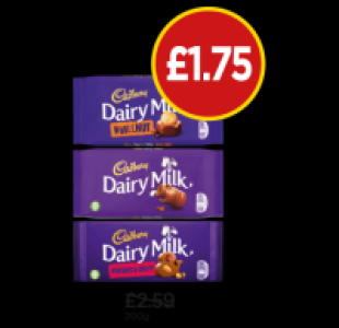 Budgens  Cadbury Dairy Milk Whole Nut Bar, Fruit & Nut Bar, Dairy Mil