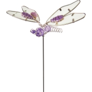 Silver Dragonfly Garden Stake