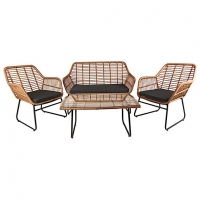 Wickes  Natural Wicker 4 Seater Lounge Set