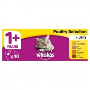 Tesco  Whiskas Pouch Jelly Poultry 40X100g Pack