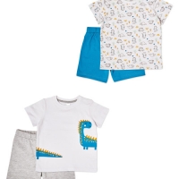 Aldi  White/Blue Shorty Pyjamas 2 Pack